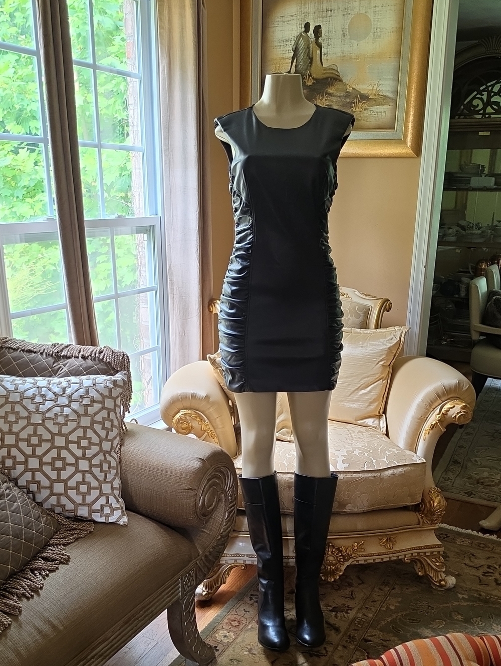 Zara Black Ruched Sleeveless Mini Dress